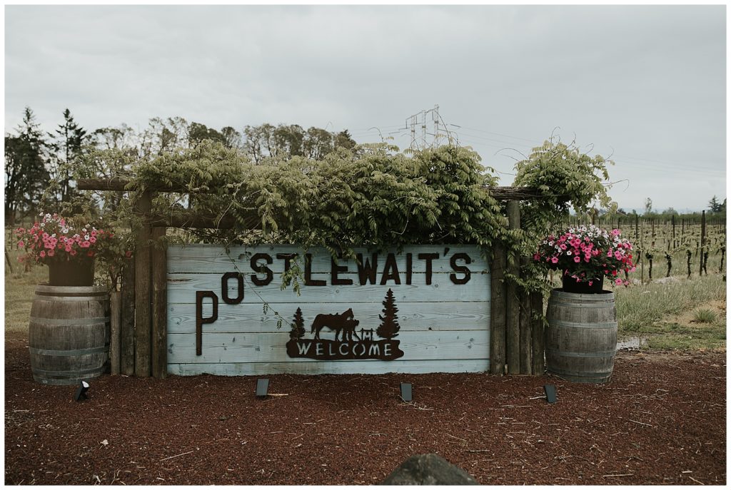 The sign in front of Postlewait's, a venue for wedding on oregon coast