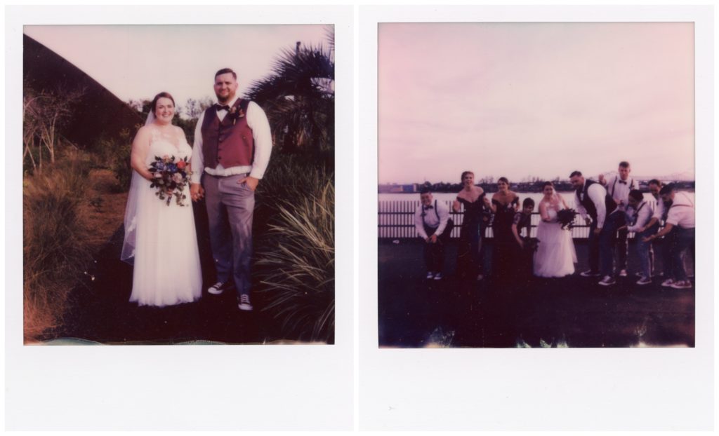 Polaroid wedding photos at Crescent Park