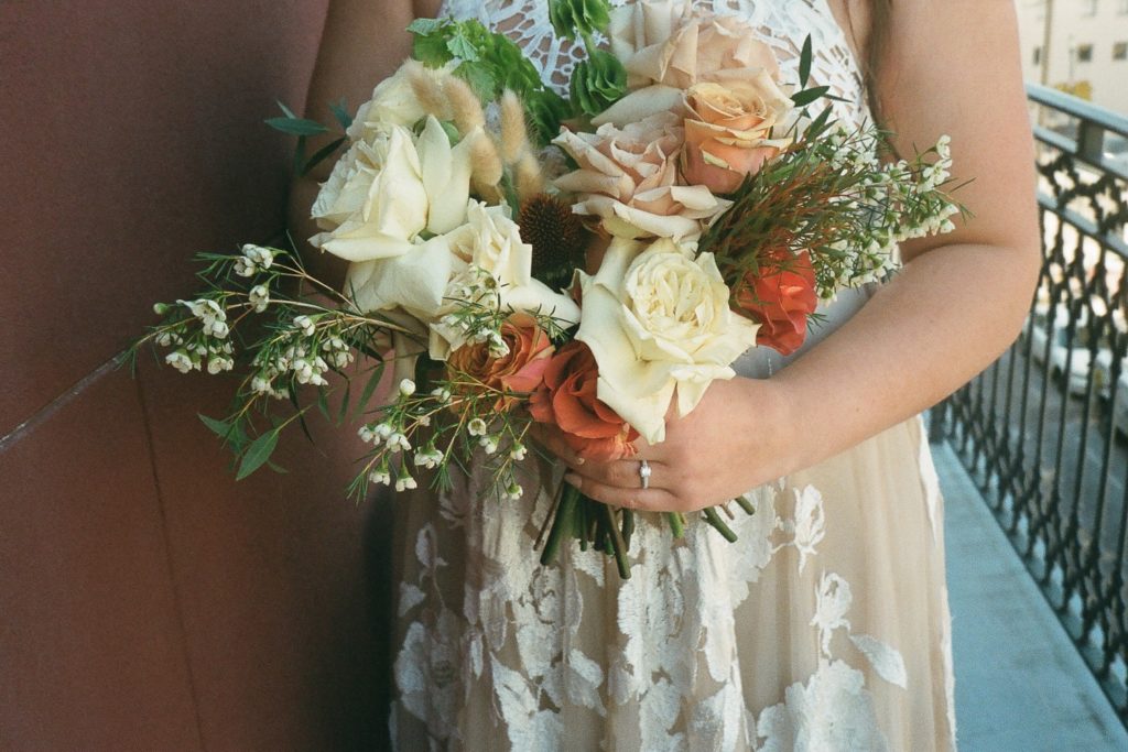 bridal bouquet on 35 mm film