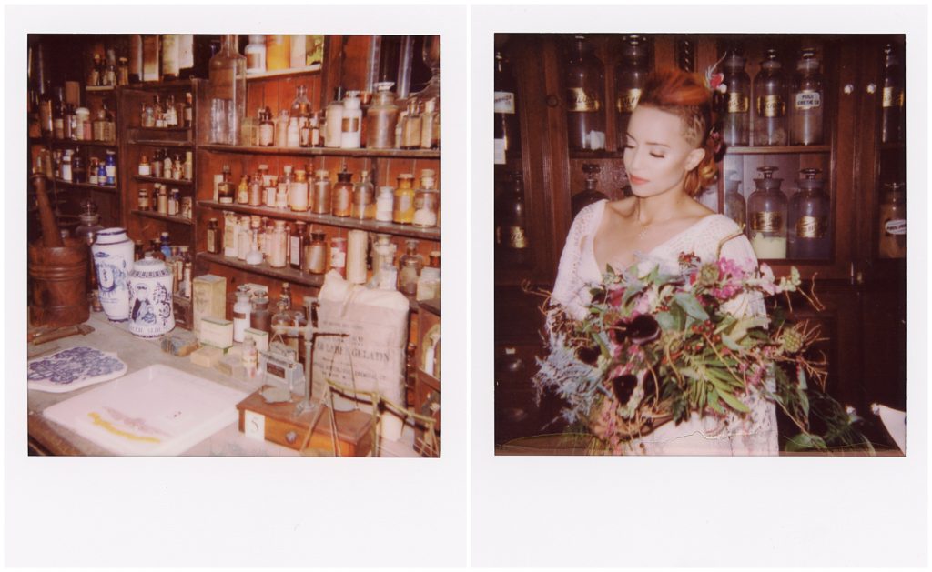 A bride poses before her New Orleans Pharmacy Museum wedding