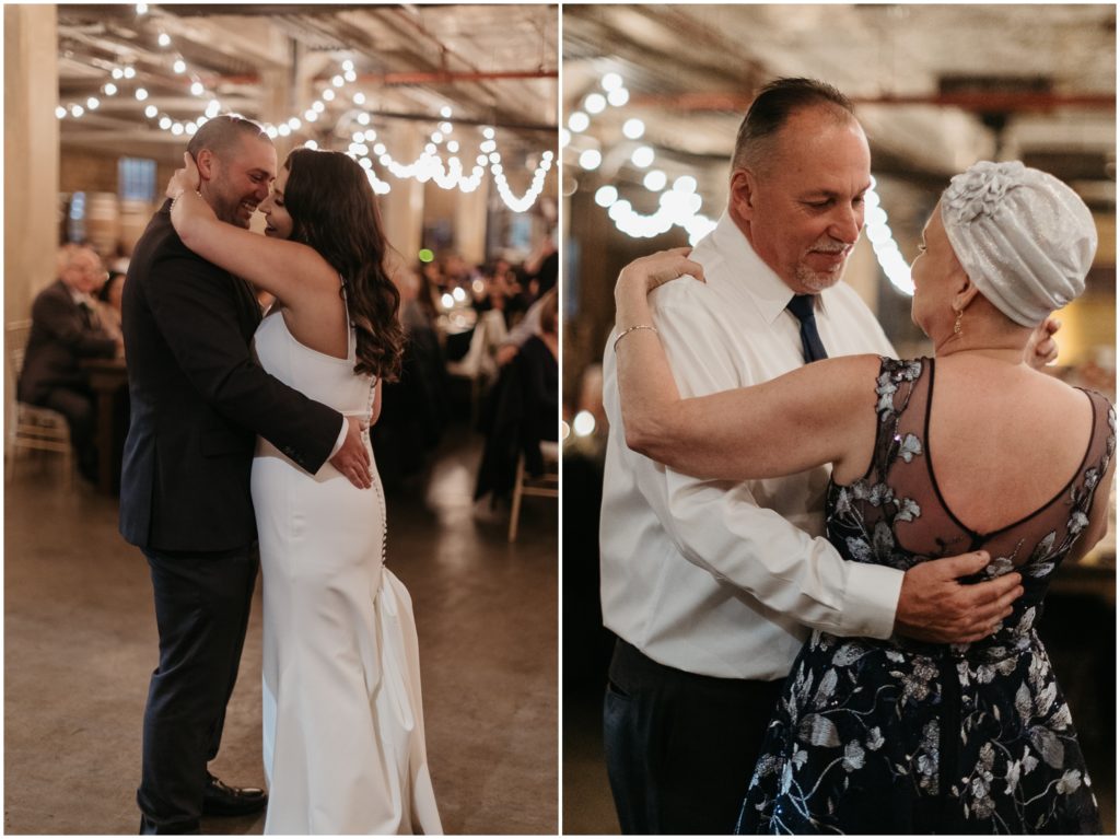 Alex's parents join the first dance.