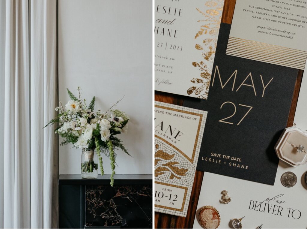 editorial inspired wedding details at margaret place in new orleans