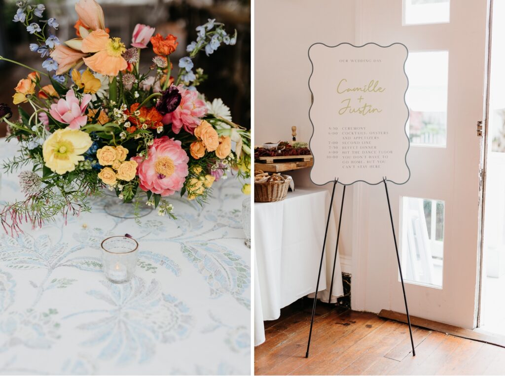 colorful spring wedding at derbes mansion with vibrant and colorful florals