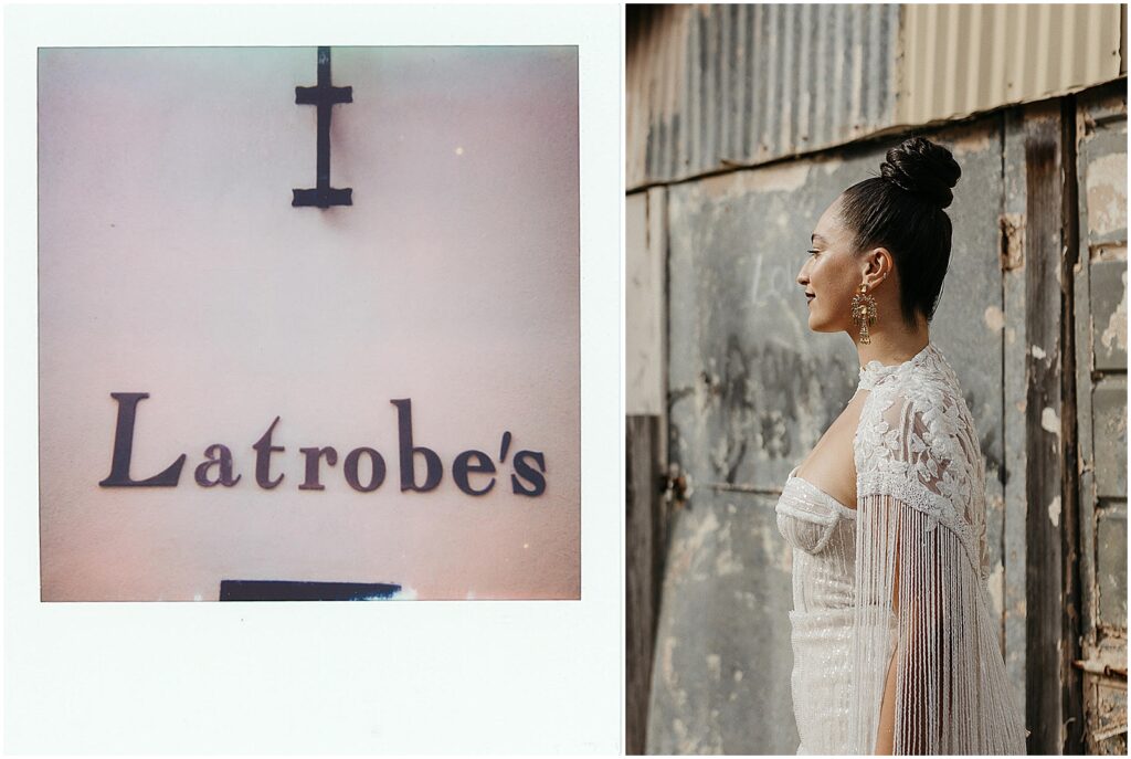 A Polaroid wedding photo shows the exterior of Latrobe's New Orleans.