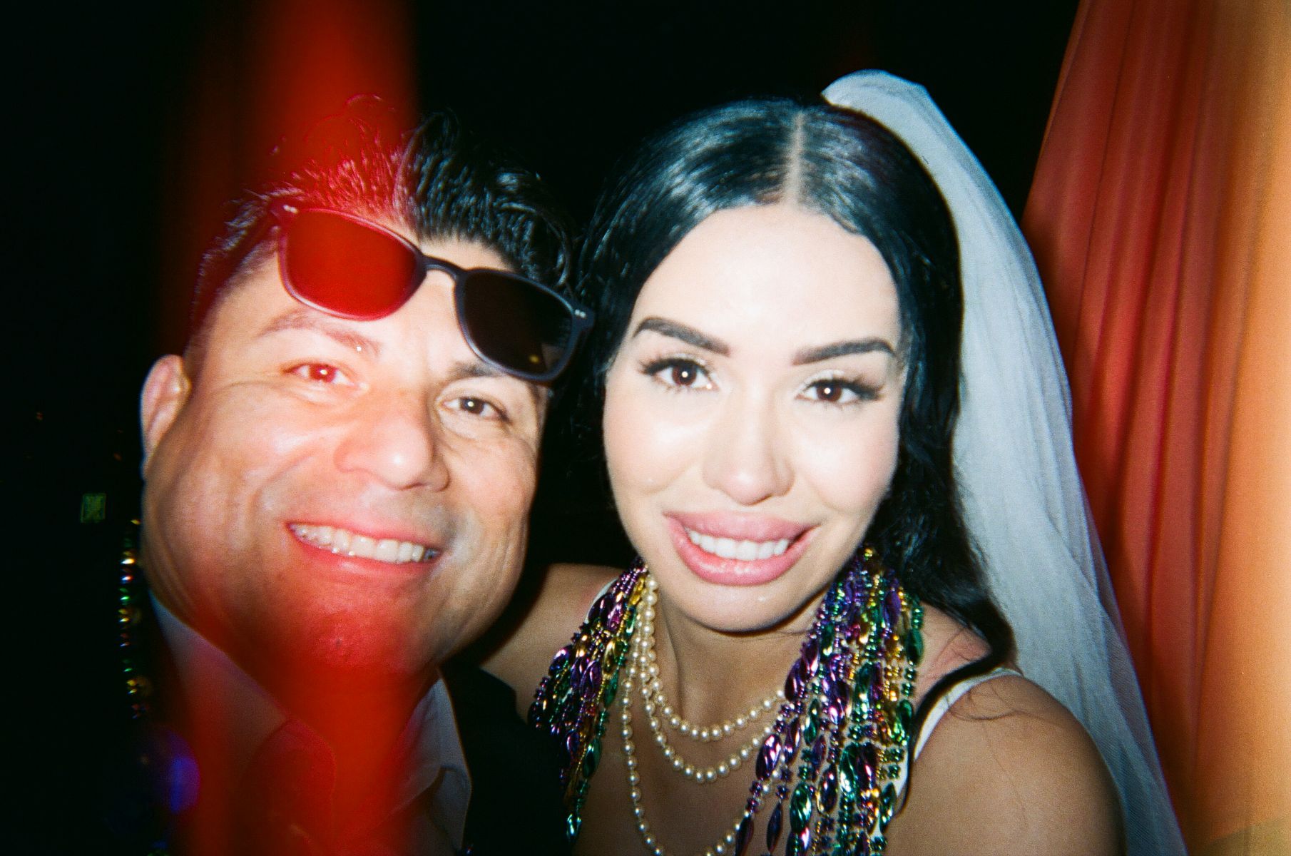 film photo of a couple celebrating their wedding 